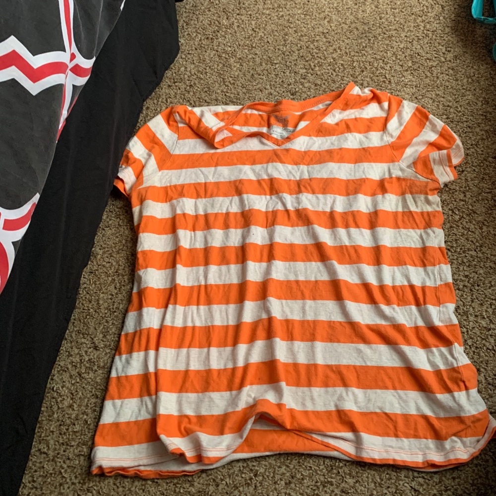 Orange/ white shirt